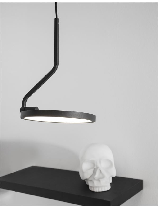 Висящо осветително тяло (пендел) LUCCELO LED 10W 230V Пясъчно черен алуминий и акрил Регулируема височина L16 W16 H400см
