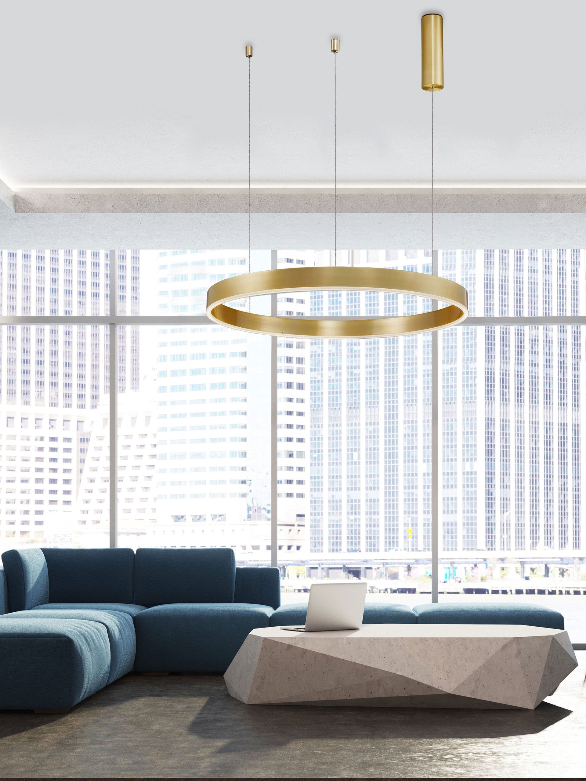 Висяща лампа MOTIF 50W LED 3000K Triac димируема, месинг, злато, алуминий, акрил