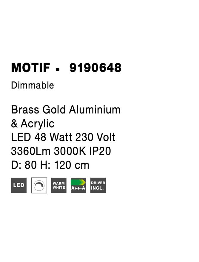 Висящо осветително тяло (пендел) MOTIF 50W LED 3000K Триак димируем Златист месинг алуминий акрил