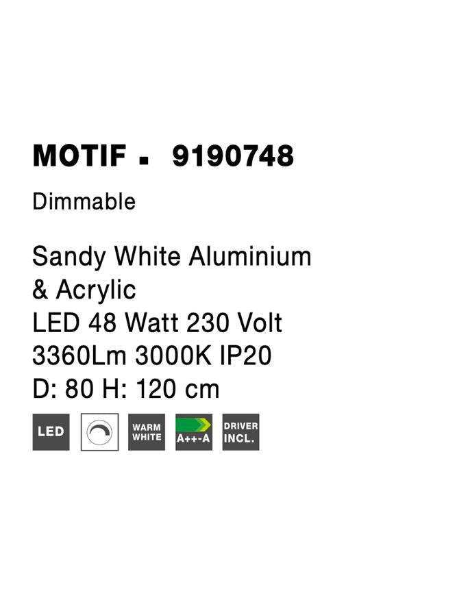 Висящо осветително тяло (пендел) MOTIF 50W LED 3000K Триак димируем Пясъчно бял алуминий акрил