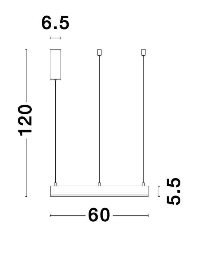 Висящо осветително тяло (пендел) MOTIF LED 40W 230V Триак димируем Пясъчно черен алуминий и акрил Регулируема височина ⌀60 H200см