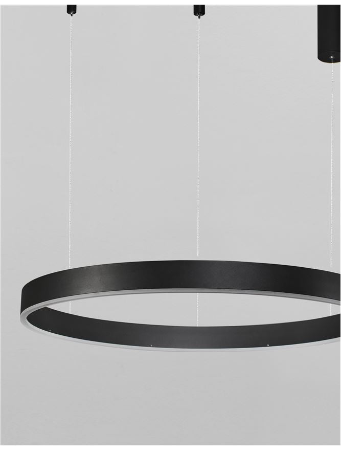 Висящо осветително тяло (пендел) MOTIF LED 60W 230V Триак димируем Пясъчно черен алуминий и акрил Регулируема височина ⌀100 H200см