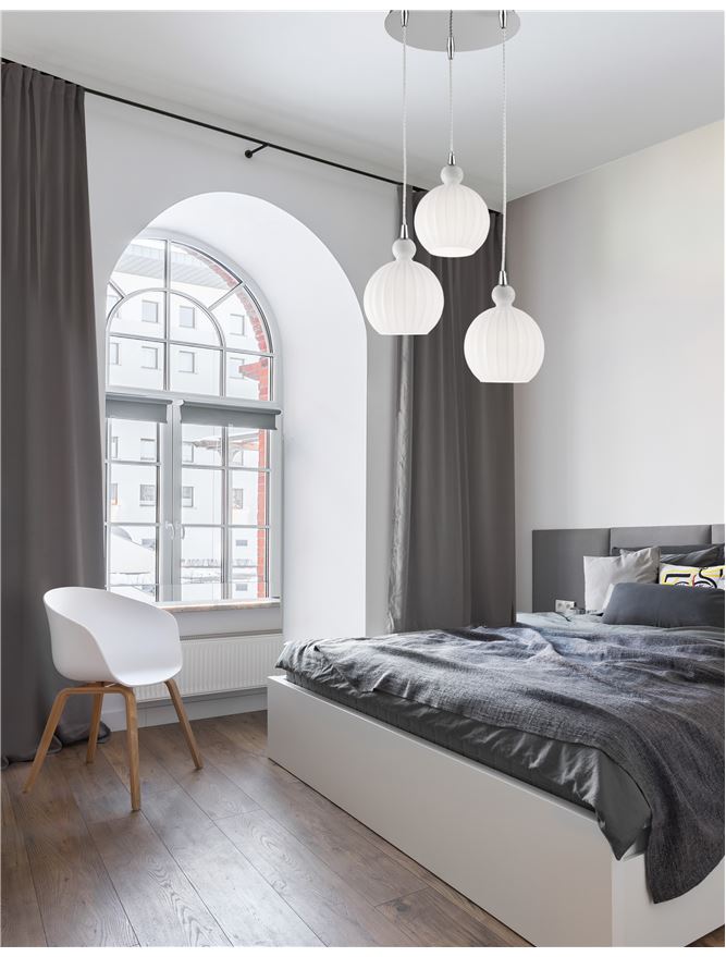 Висящо осветително тяло (пендел) ODELL 15W E14 Хромиран алуминий Опалово стъкло