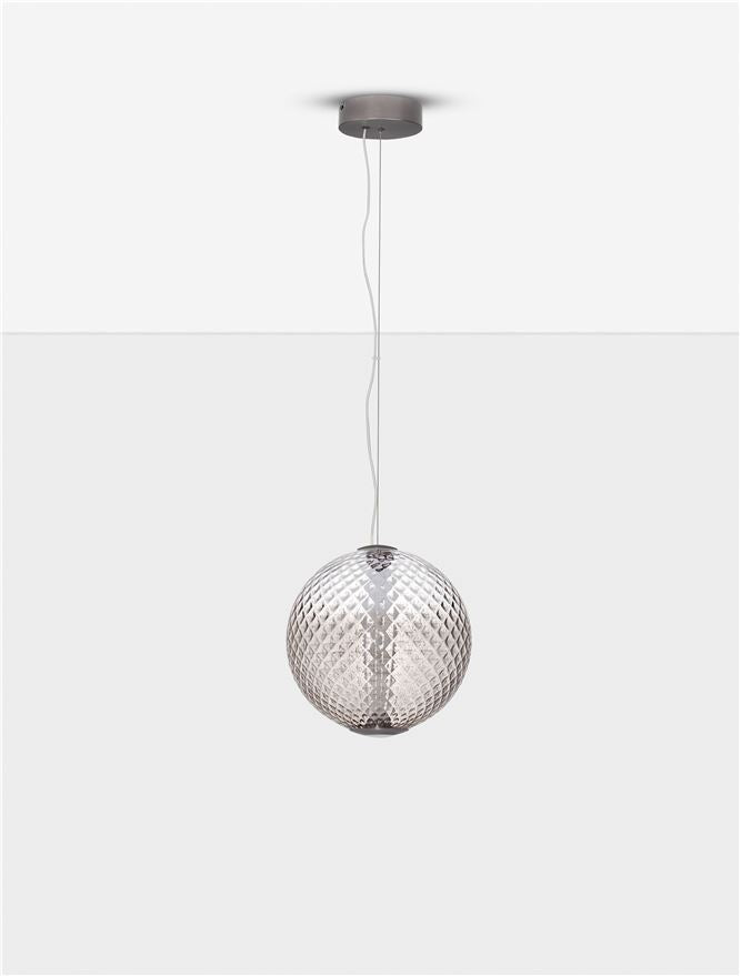 Висящо осветително тяло (пендел) AORA 20W LED Димируем, сив метал, тъмно кафяво стъкло