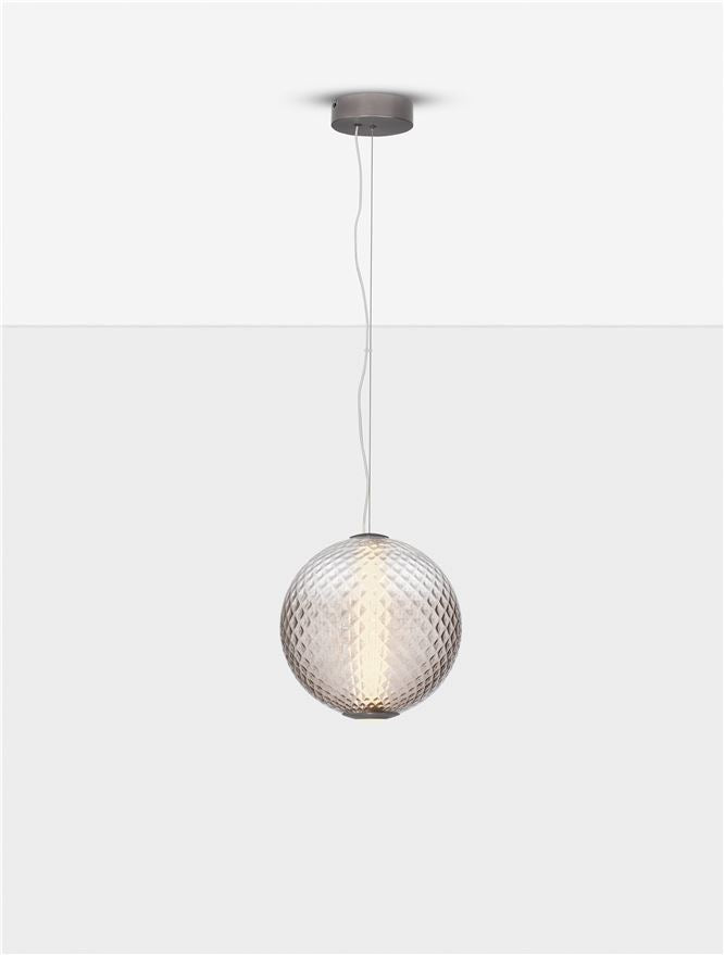 Висящо осветително тяло (пендел) AORA 20W LED Димируем, сив метал, тъмно кафяво стъкло