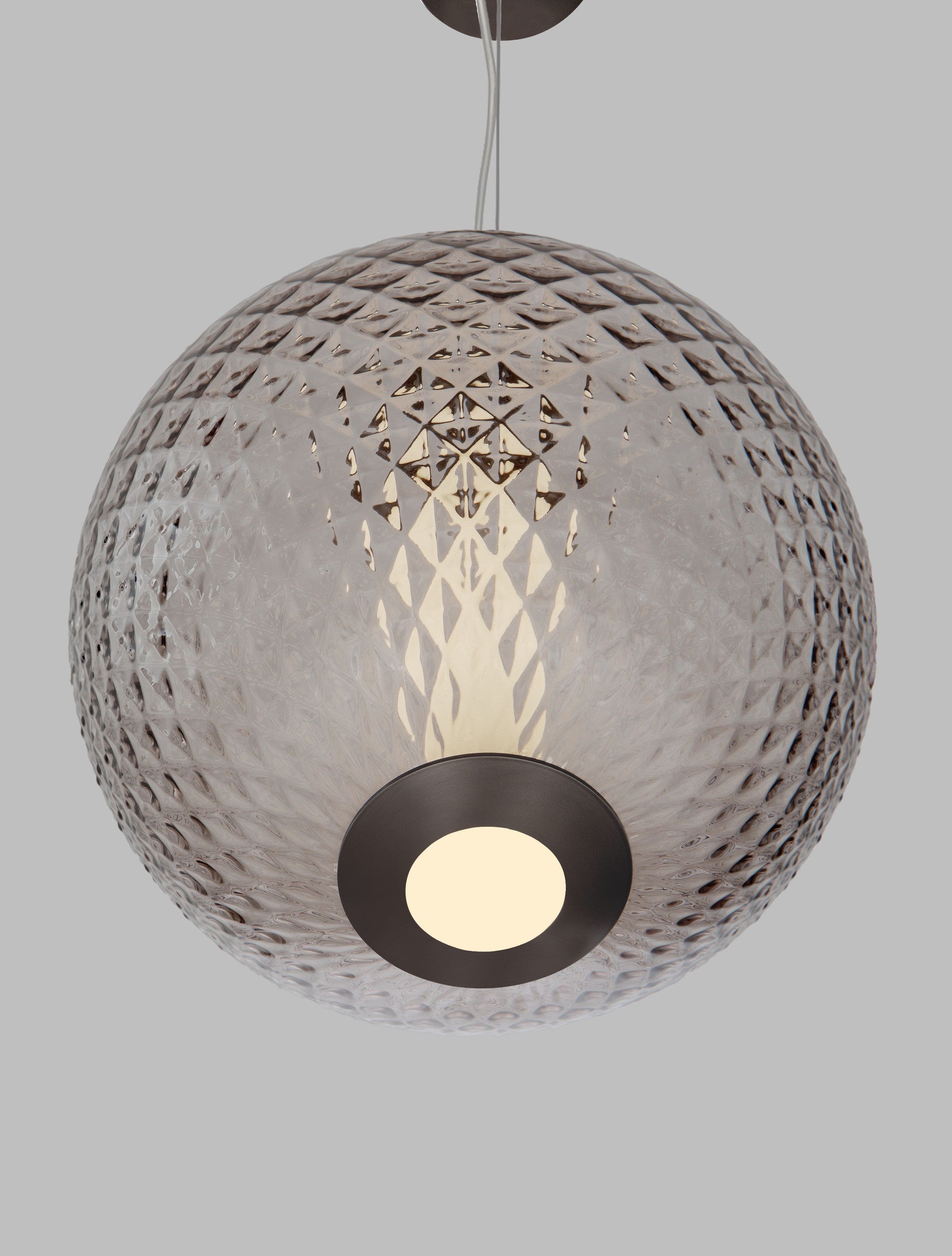Висяща лампа AORA 20W LED с димиране, Сив метал, Тъмнокафяво стъкло
