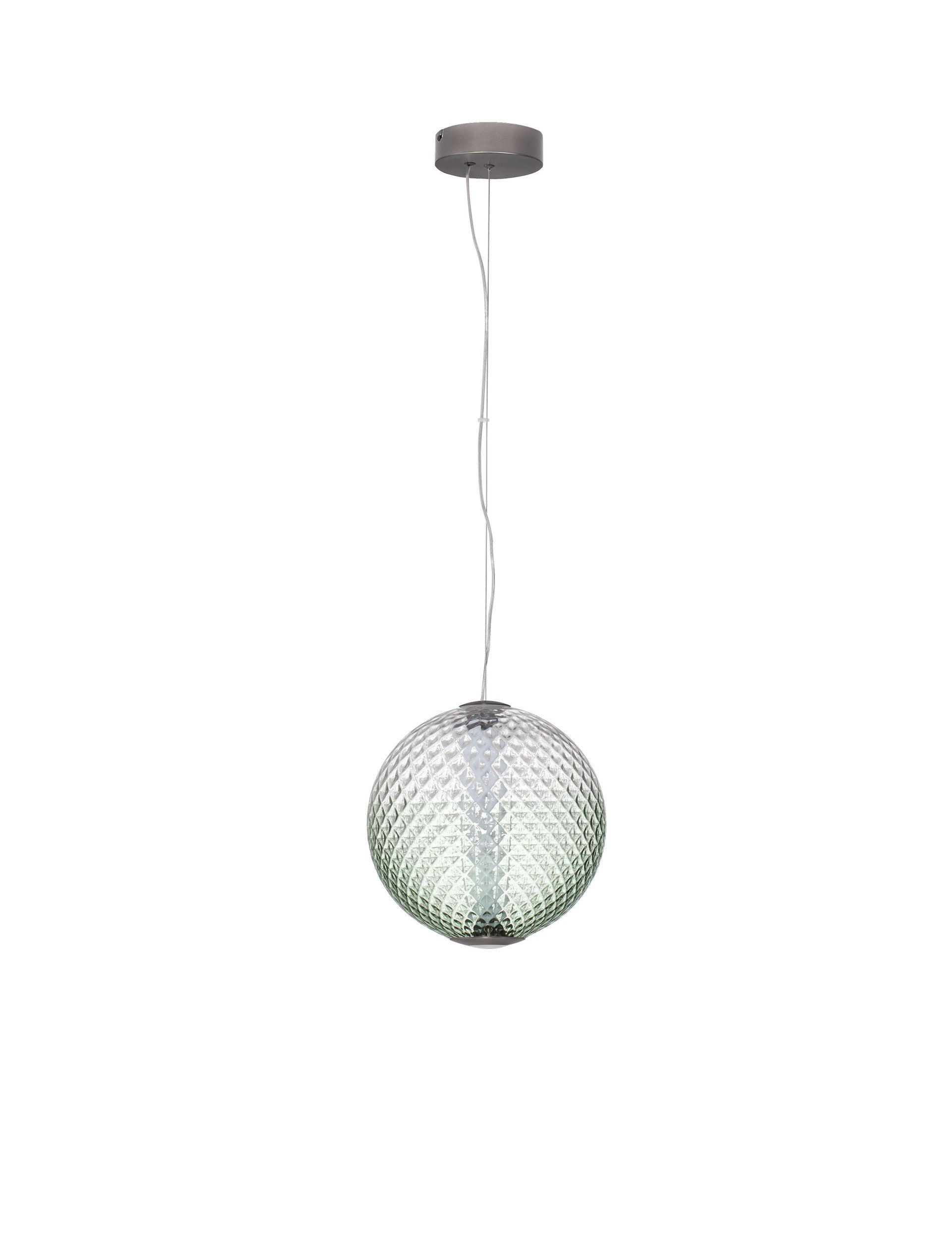 Висящо осветително тяло (пендел) AORA 20W LED Димируем, сив метал, зелено стъкло