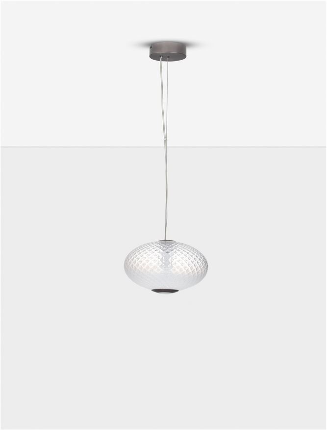 Висящо осветително тяло (пендел) AORA 12W LED Димируем, сив метал, опалово стъкло