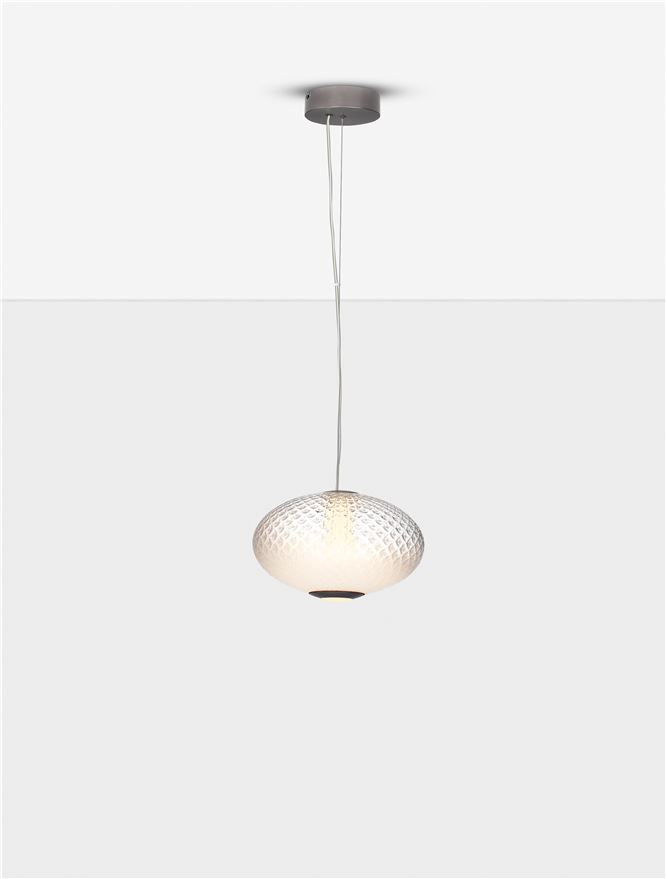 Висящо осветително тяло (пендел) AORA 12W LED Димируем, сив метал, опалово стъкло
