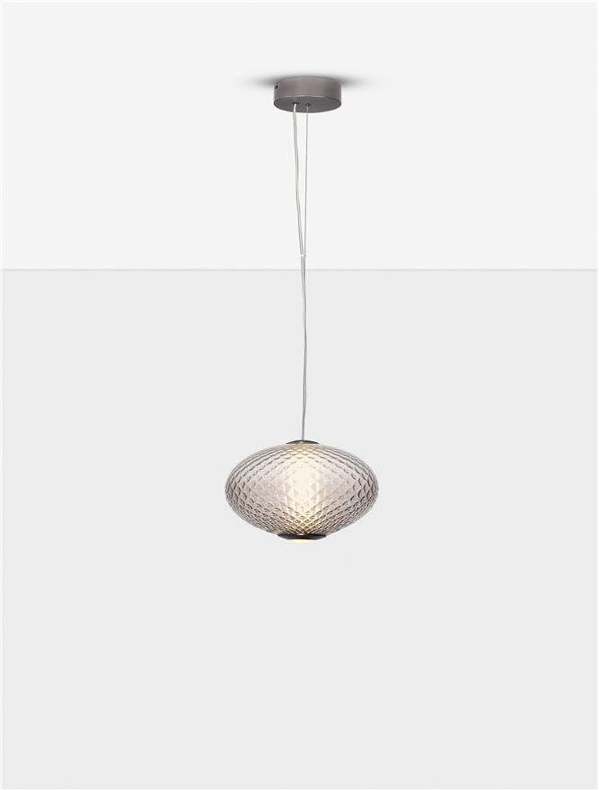 Висящо осветително тяло (пендел) AORA 12W LED Димируем, сив метал, тъмно кафяво стъкло