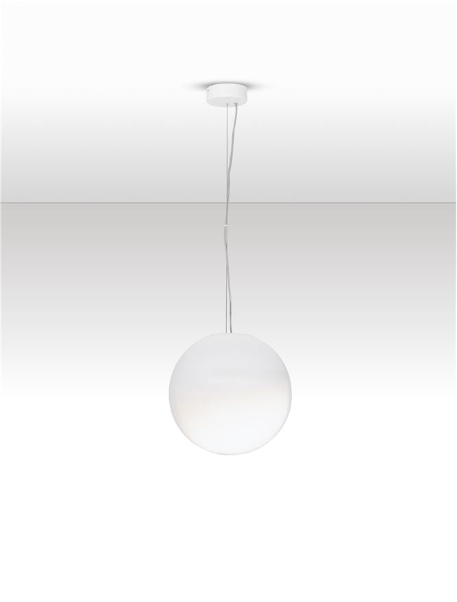 Висящо осветително тяло (пендел) BOLITA 9W LED Димируем, пясъчно бял метал, опалово стъкло