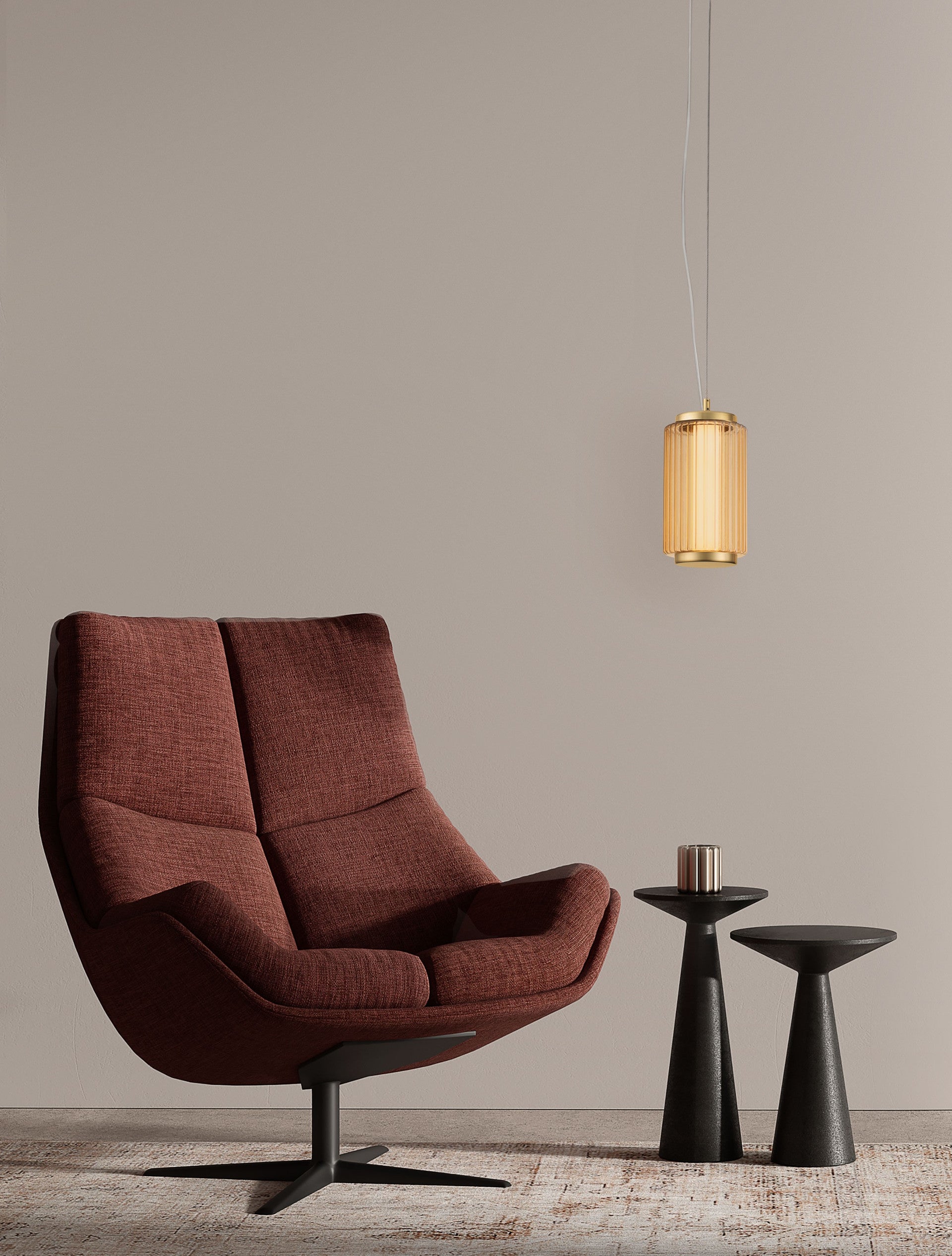 Подова лампа VESPER 10W LED Димируем, кехлибарено стъкло, златист метал