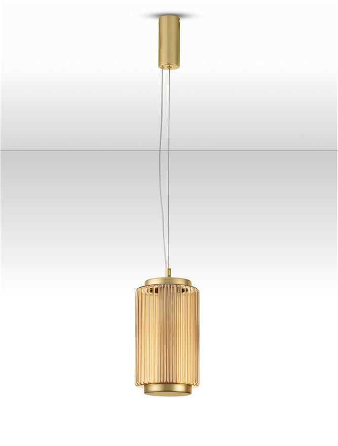 Подова лампа VESPER 10W LED Димируем, кехлибарено стъкло, златист метал