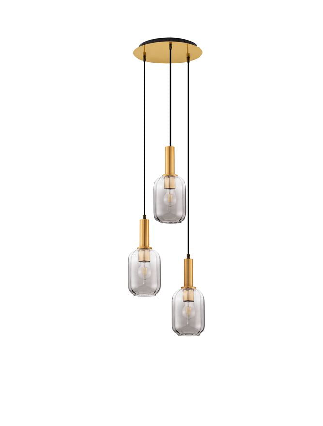 Подова лампа MAHO LED E27 36W 100-240V ⌀36 H150см Опушено стъкло Златист месинг