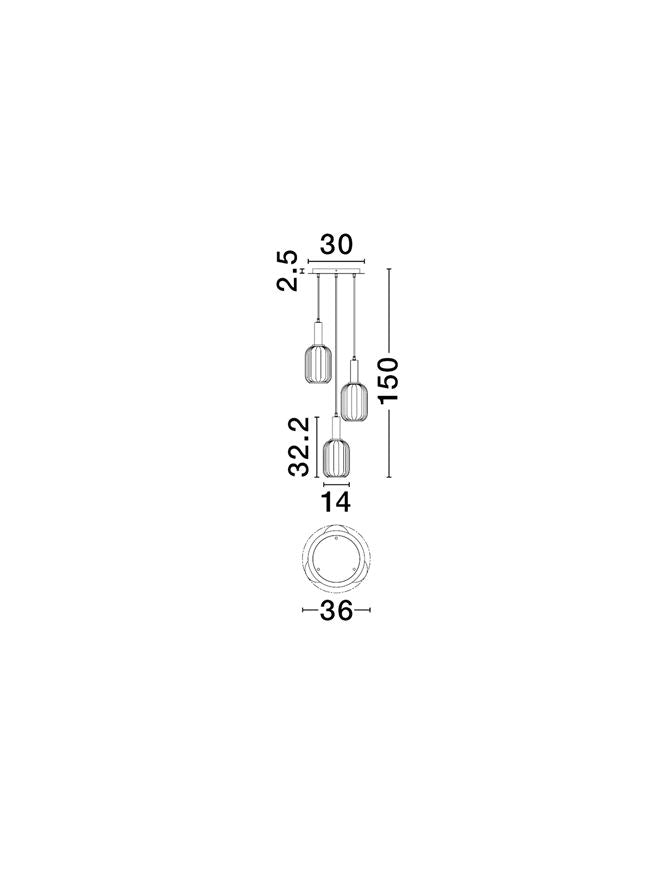Подова лампа MAHO LED E27 36W 100-240V ⌀36 H150см Опушено стъкло Златист месинг