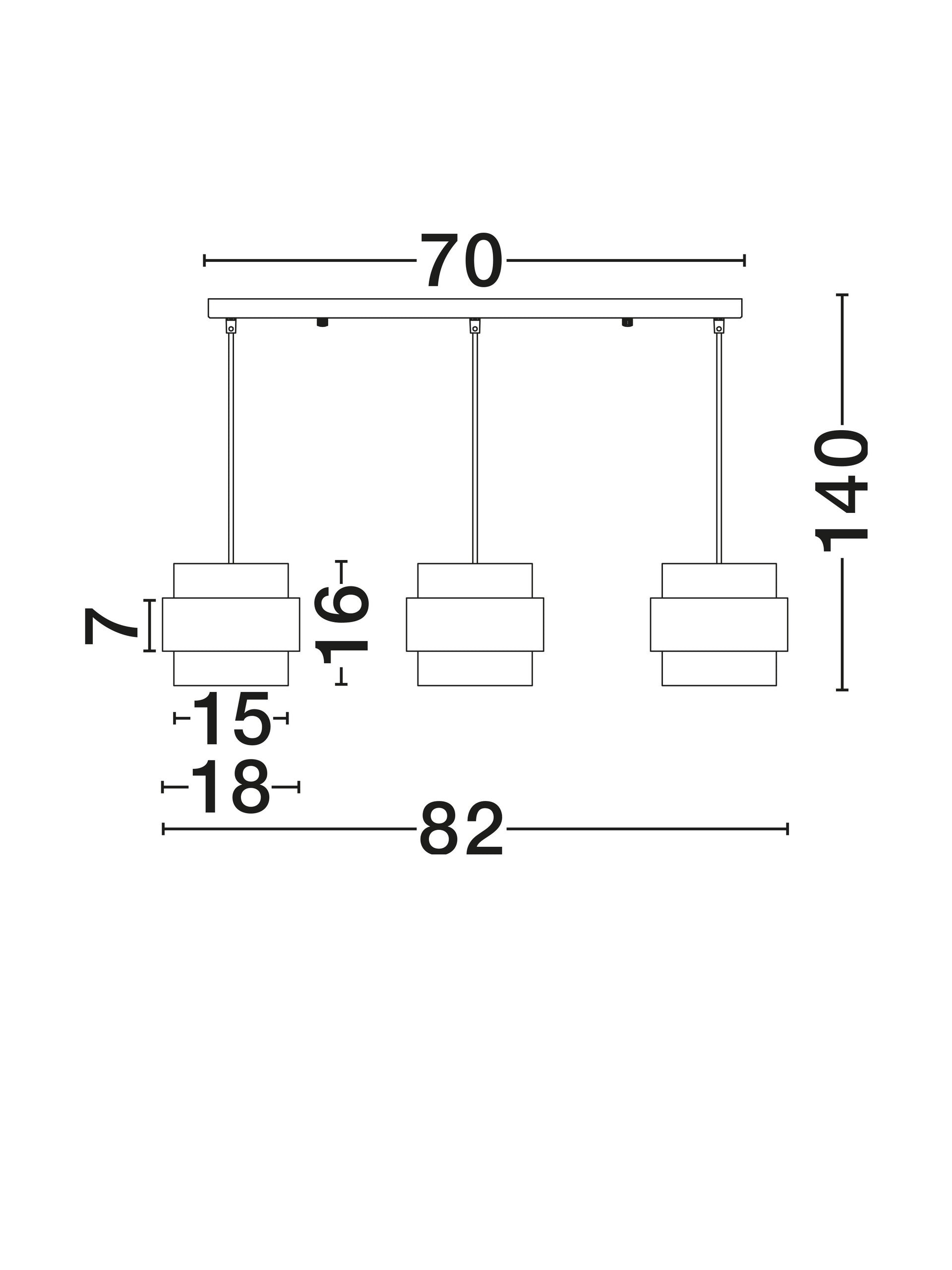 Висящо осветително тяло (пендел) SIANNA 36W (3x12W) E27 Златист месинг Опушено стъкло