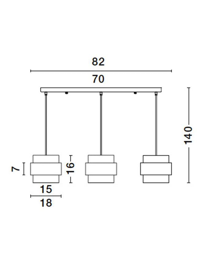 Висящо осветително тяло (пендел) SIANNA 36W (3x12W) E27 Златист месинг Опушено стъкло