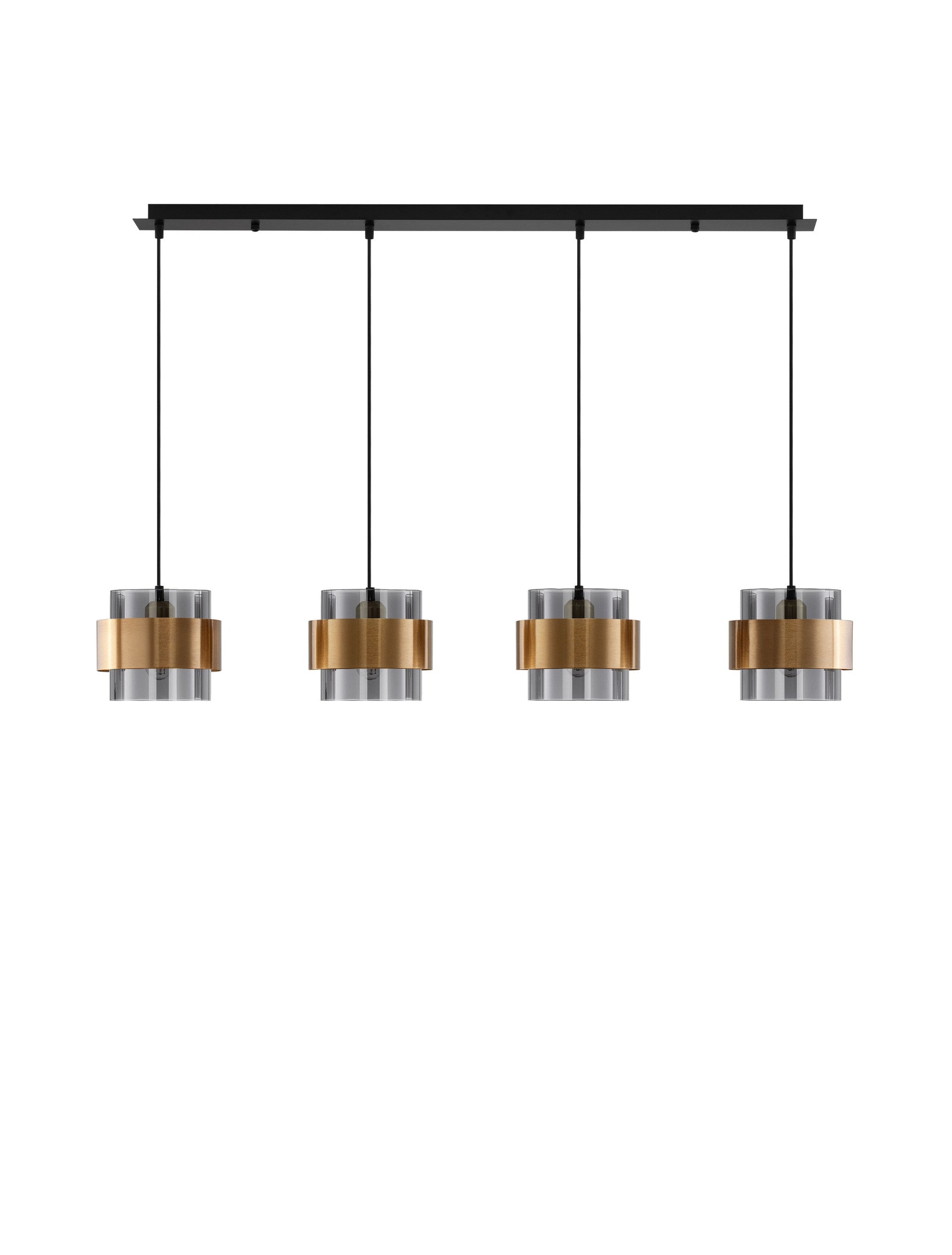 Висящо осветително тяло (пендел) SIANNA 48W (4x12W) E27 Златист месинг Опушено стъкло