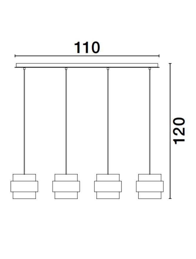 Висящо осветително тяло (пендел) SIANNA 48W (4x12W) E27 Златист месинг Опушено стъкло