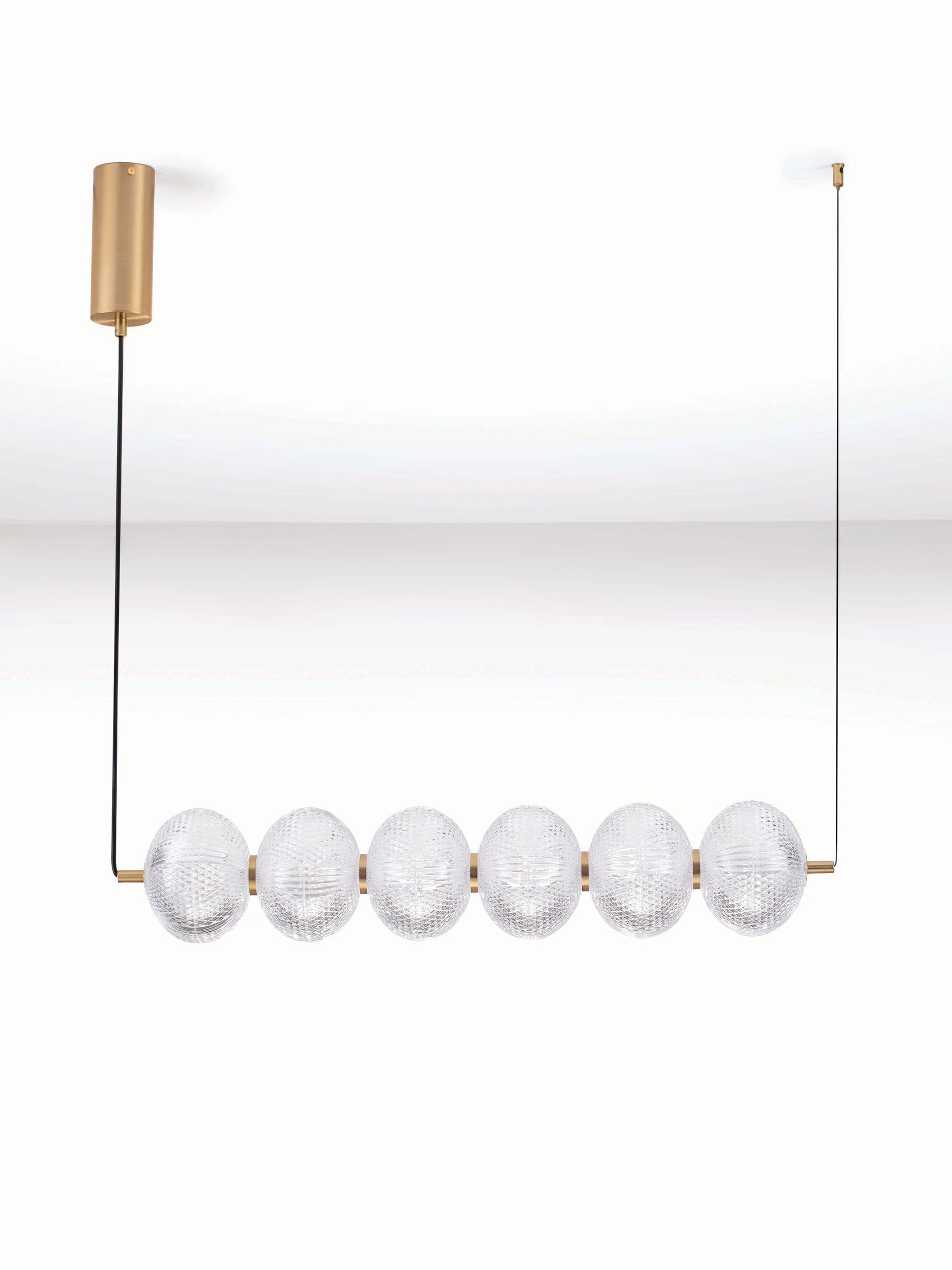 Висящо осветително тяло (пендел) KLELIA 34W LED Златист месинг и прозрачен акрил L80 W15 H120см