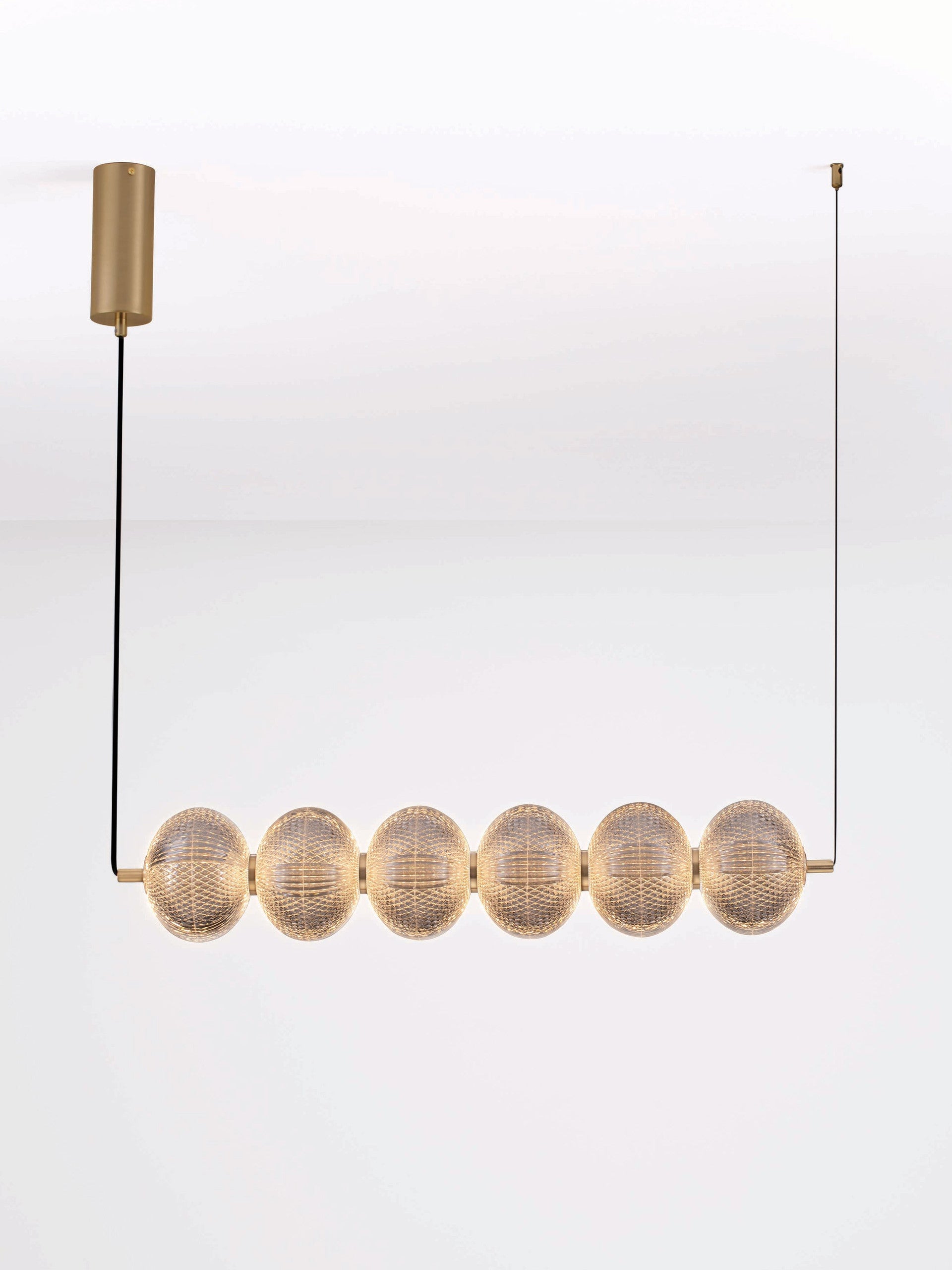 Висящо осветително тяло (пендел) KLELIA 34W LED Златист месинг и прозрачен акрил L80 W15 H120см