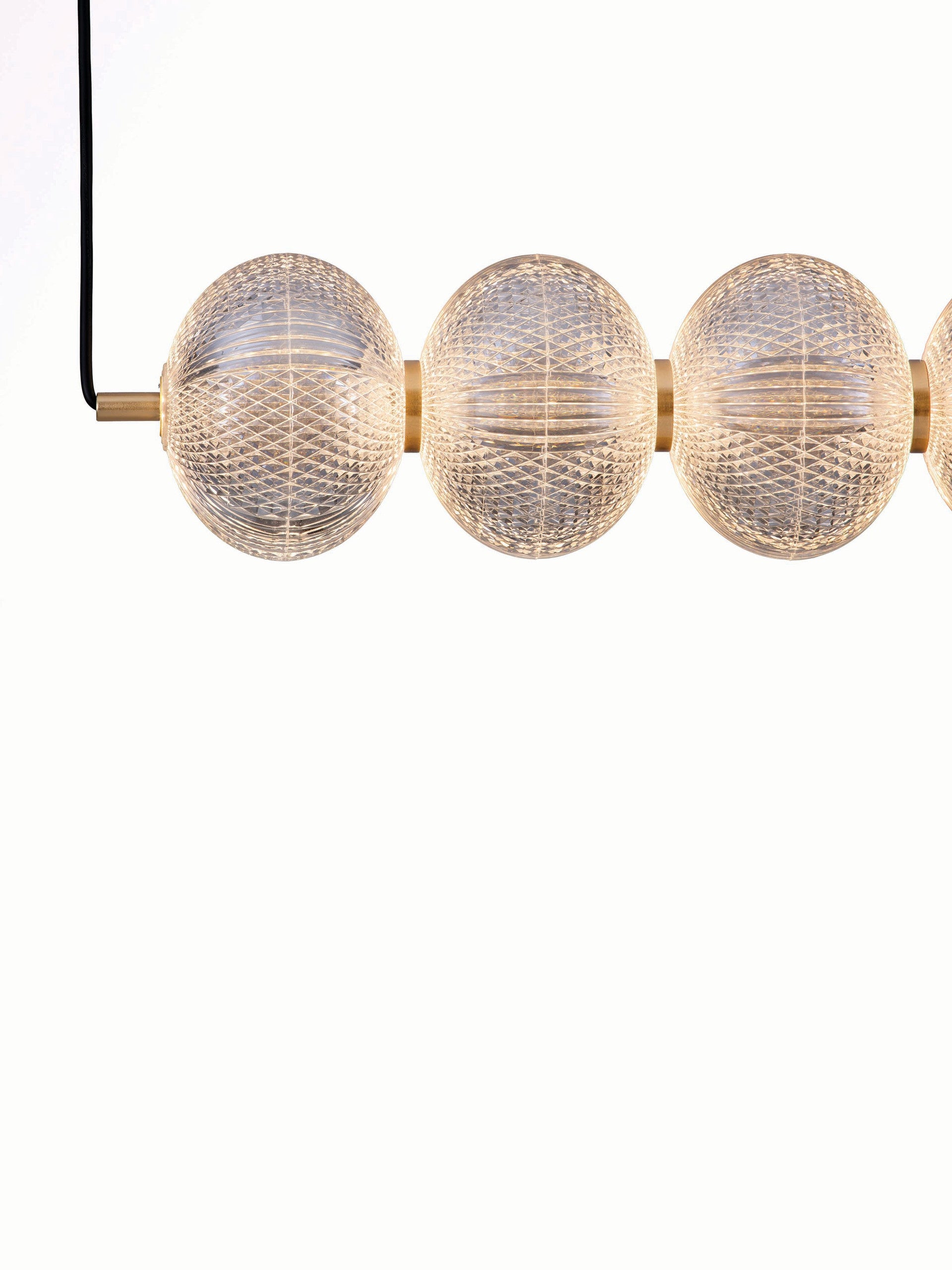 Висящо осветително тяло (пендел) KLELIA 34W LED Златист месинг и прозрачен акрил L80 W15 H120см