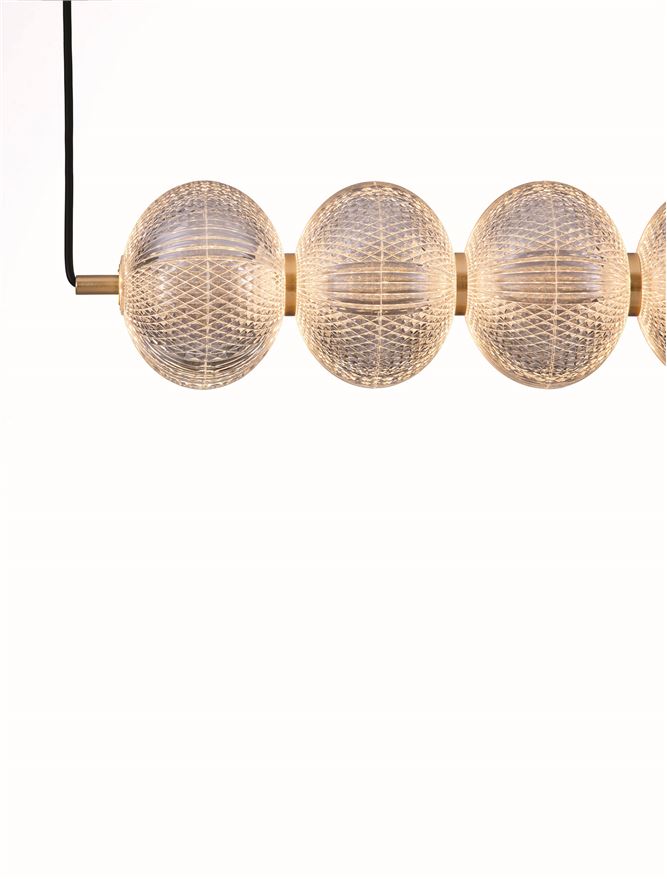 Висящо осветително тяло (пендел) KLELIA 34W LED Златист месинг и прозрачен акрил L80 W15 H120см