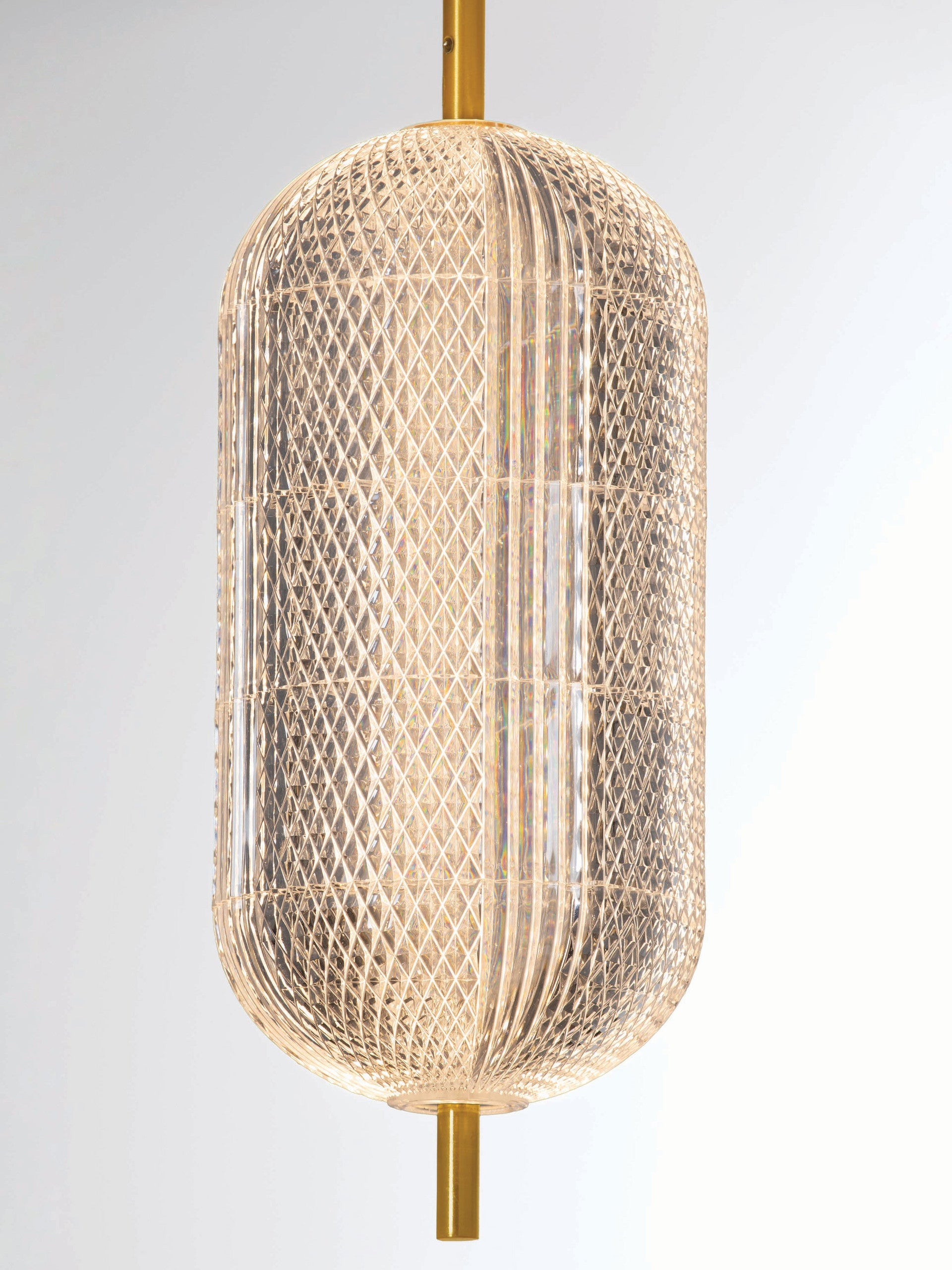 Висящо осветително тяло (пендел) KLELIA 17W LED Златист месинг и прозрачен акрил ⌀15 H140см