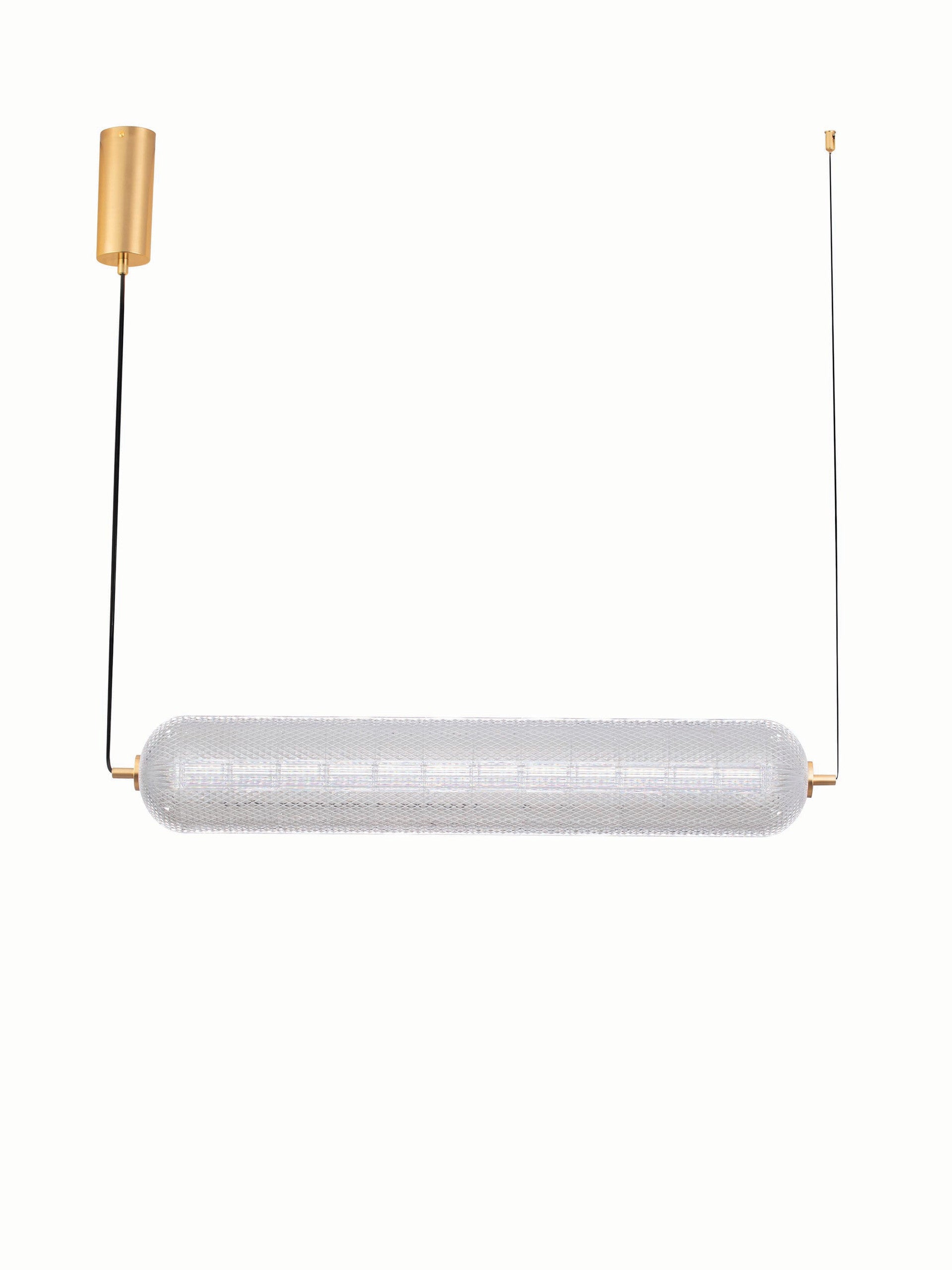 Висящо осветително тяло (пендел) KLELIA 40W LED Златист месинг и прозрачен акрил L90 W15 H120см