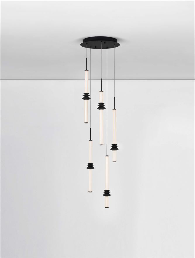 Висящо осветително тяло (пендел) ATMOSFERA LED 32W Пясъчно черен алуминий, акрил и керамика IP20 ⌀35 H210см