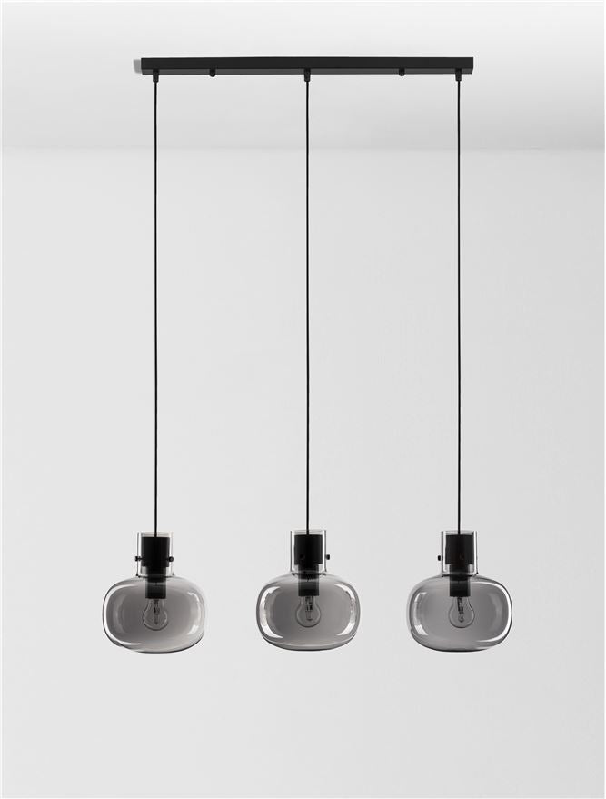 Висящо осветително тяло (пендел) CINZIA 36W 3x12W E27 Черен Опушено стъкло