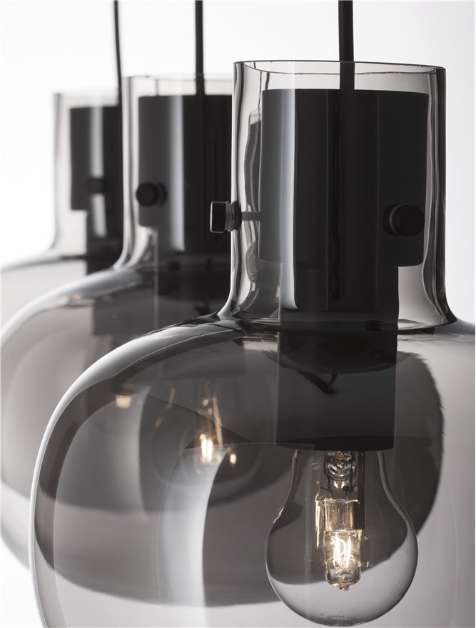 Висящо осветително тяло (пендел) CINZIA 36W 3x12W E27 Черен Опушено стъкло
