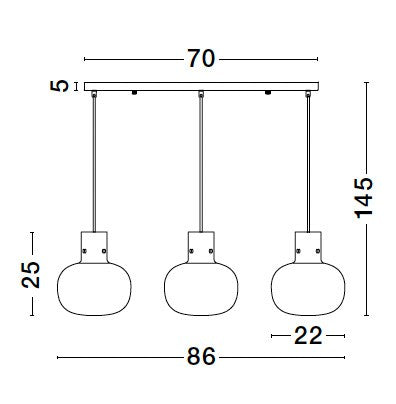 Висящо осветително тяло (пендел) CINZIA 36W 3x12W E27 Черен Опушено стъкло