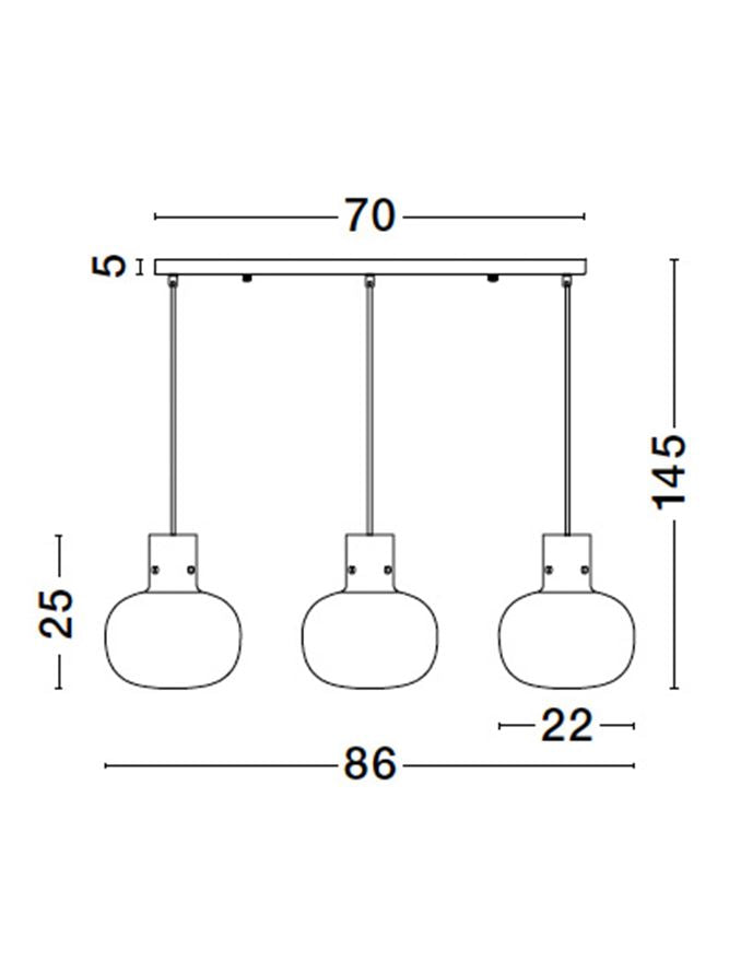 Висящо осветително тяло (пендел) CINZIA 36W 3x12W E27 Черен Опушено стъкло