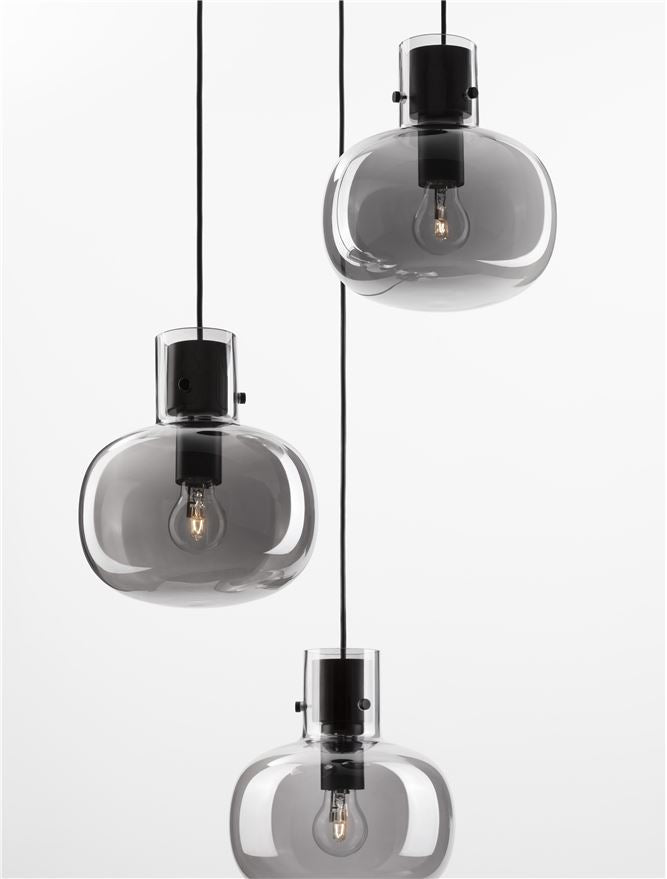 Висящо осветително тяло (пендел) CINZIA 36W 3x12W E27 Черен Опушено стъкло