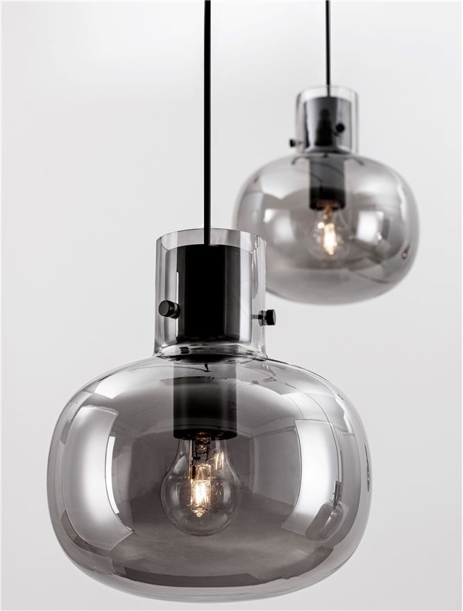 Висящо осветително тяло (пендел) CINZIA 48W 4x12W E27 Черен Опушено стъкло