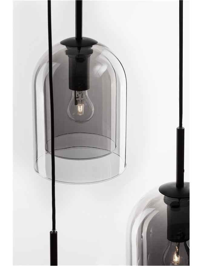 Висящо осветително тяло (пендел) VELOR 36W (3x12W) E27 Матово черен Опушено стъкло