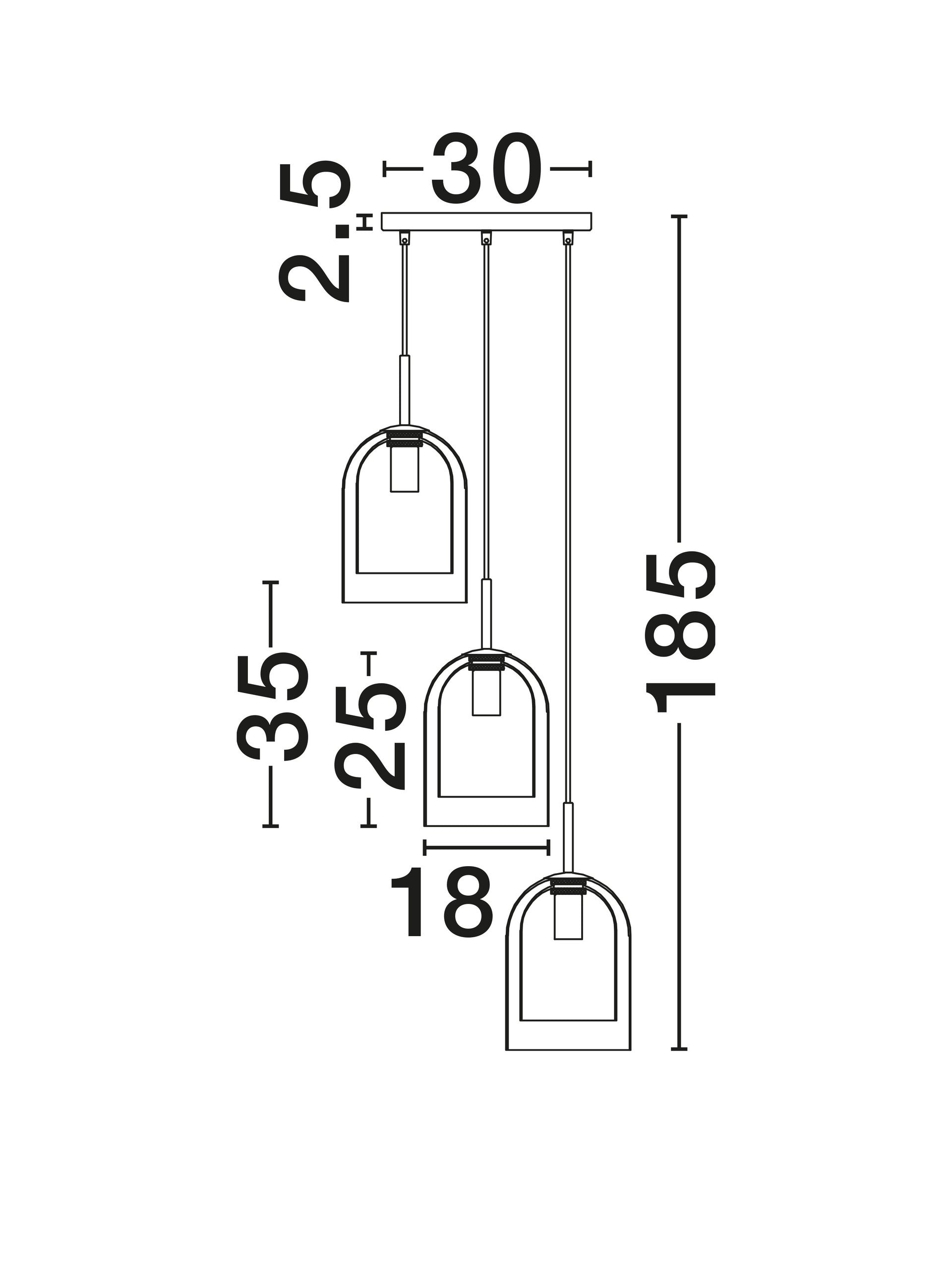 Висящо осветително тяло (пендел) VELOR 36W (3x12W) E27 Матово черен Опушено стъкло