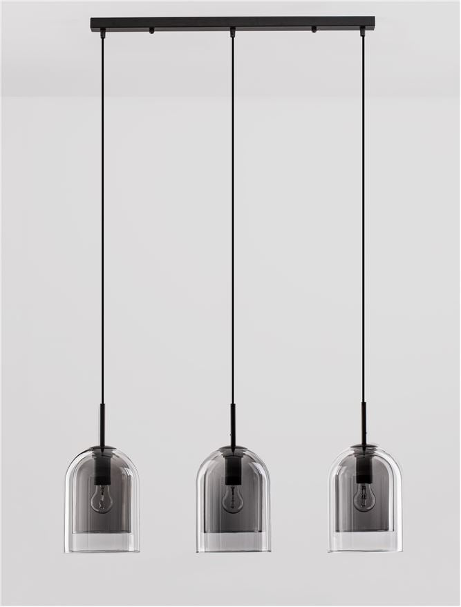 Висящо осветително тяло (пендел) VELOR 36W (3x12W) E27 Матово черен Опушено стъкло