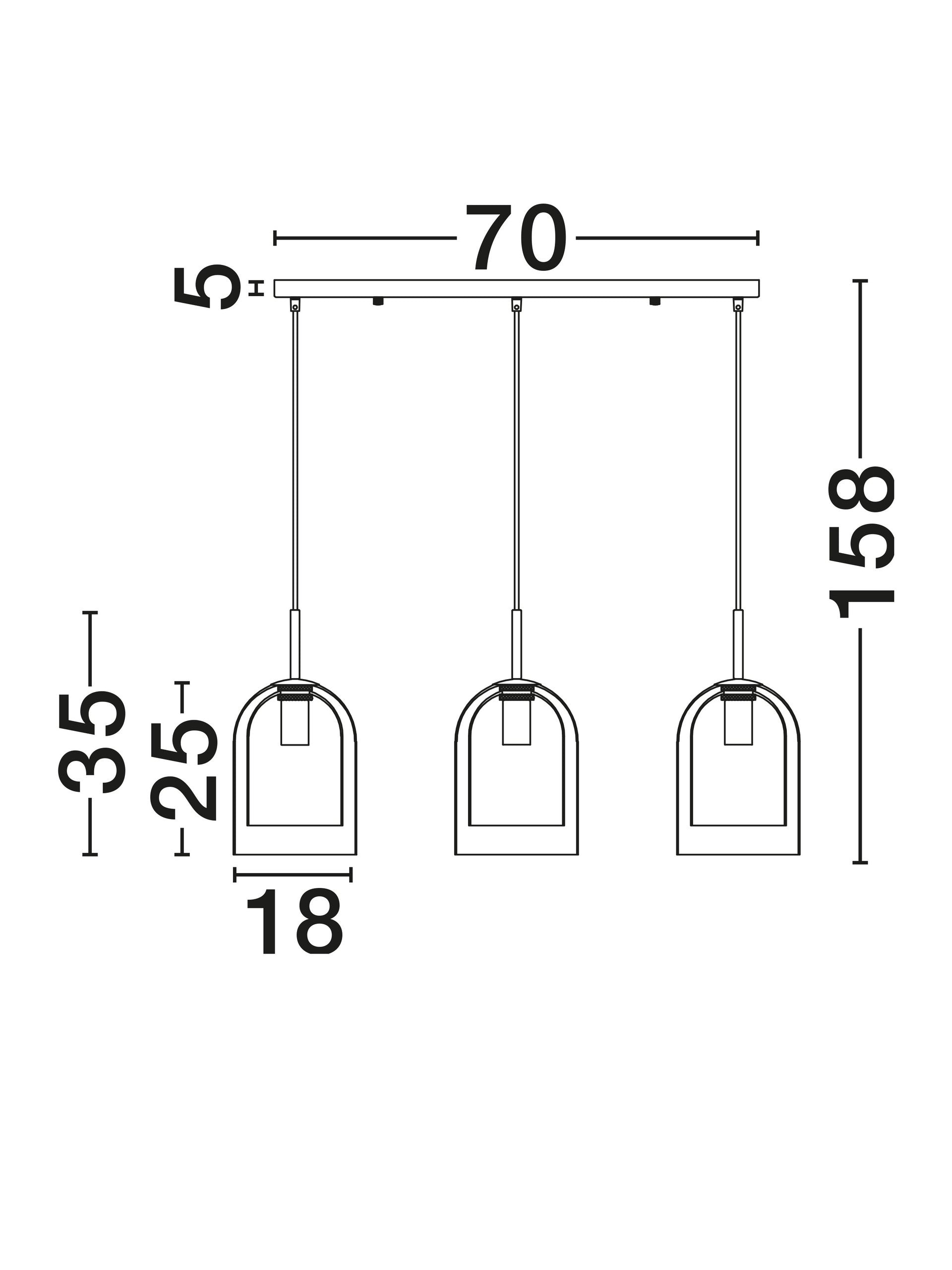 Висящо осветително тяло (пендел) VELOR 36W (3x12W) E27 Матово черен Тъмно шампанско стъкло