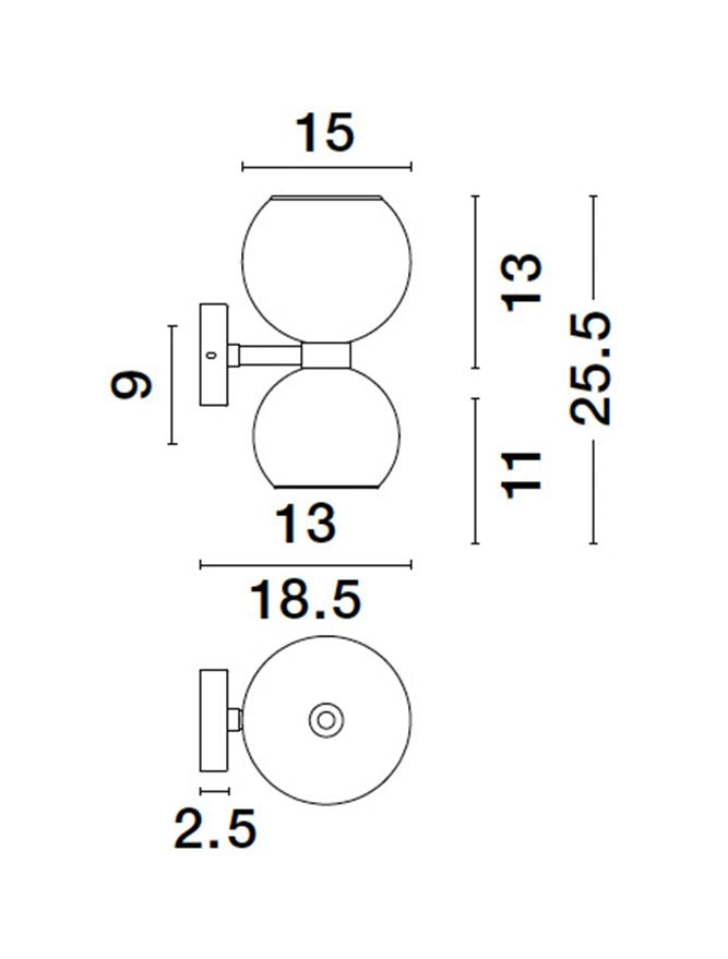 Настолна лампа PALMER 10W (2x5W) E14 Черен Опушено стъкло