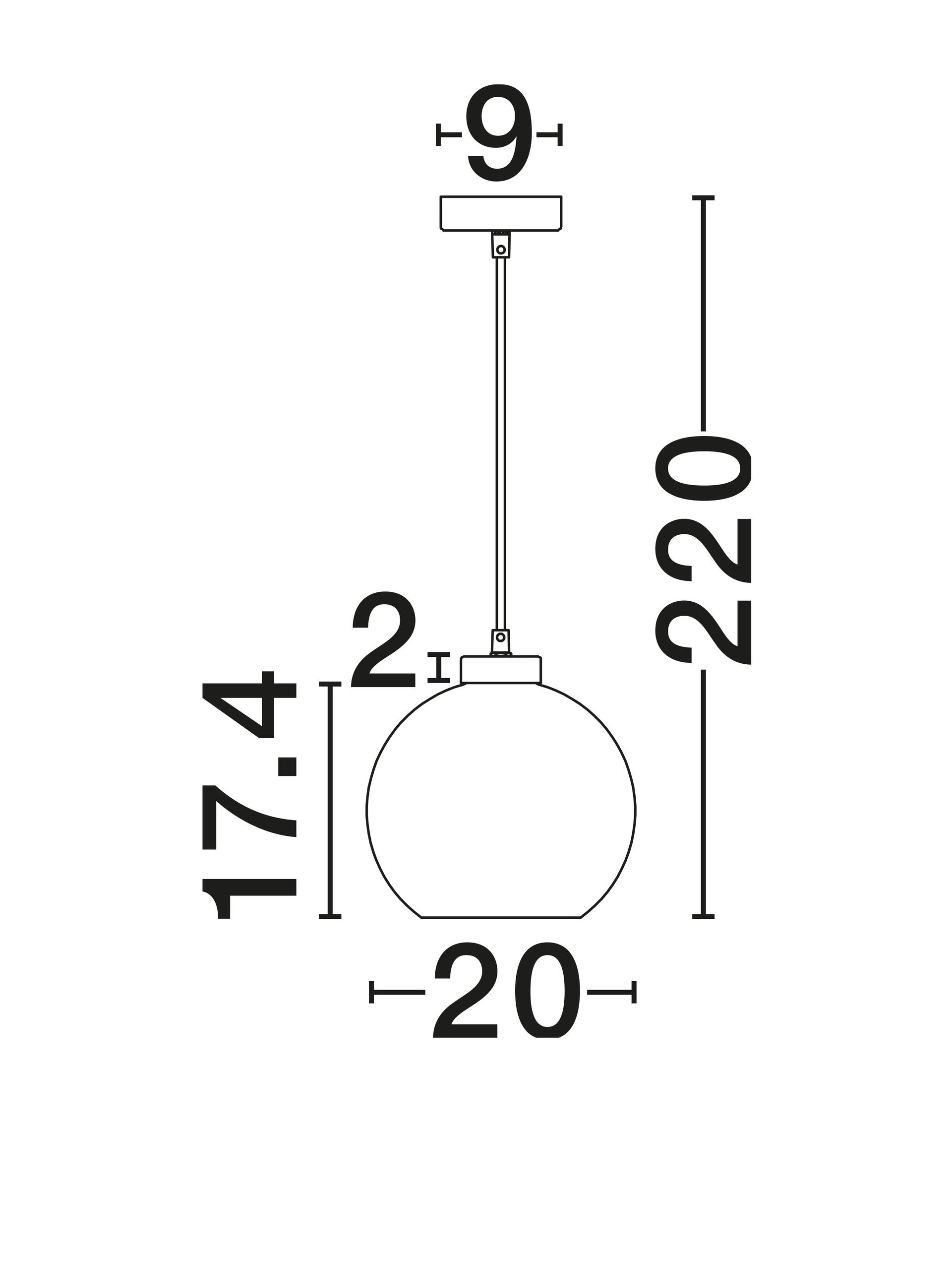 Висяща лампа PALMER 12W E27 Черно опушено стъкло
