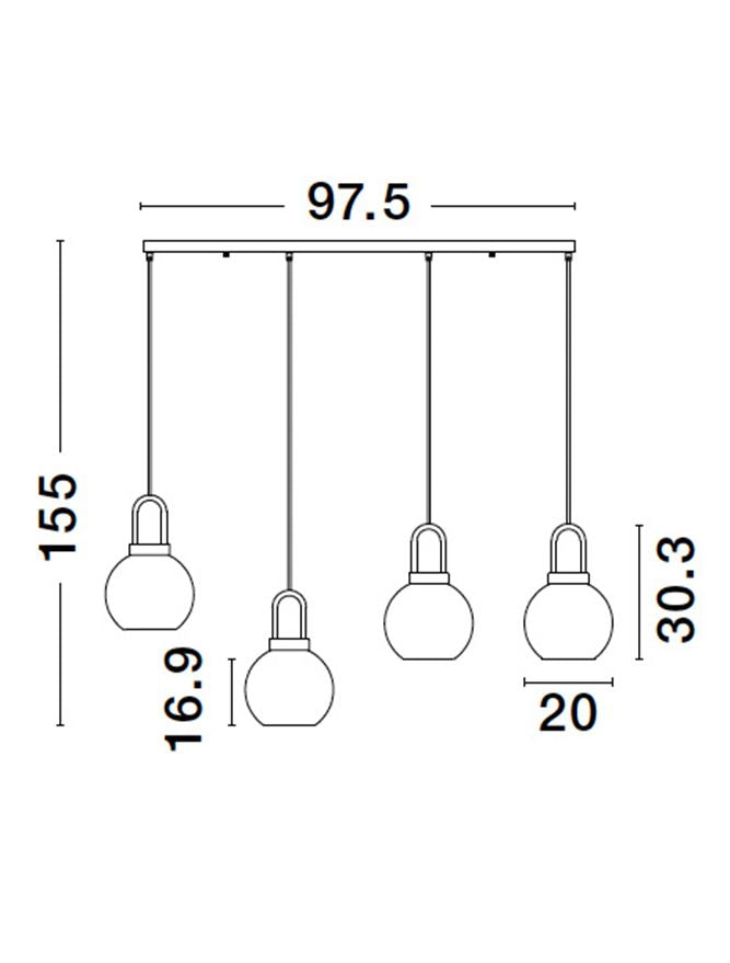 Висящо осветително тяло (пендел) IRVINE LED 48W E27 Златист месинг Прозрачно стъкло Черен шнур Регулируема височина