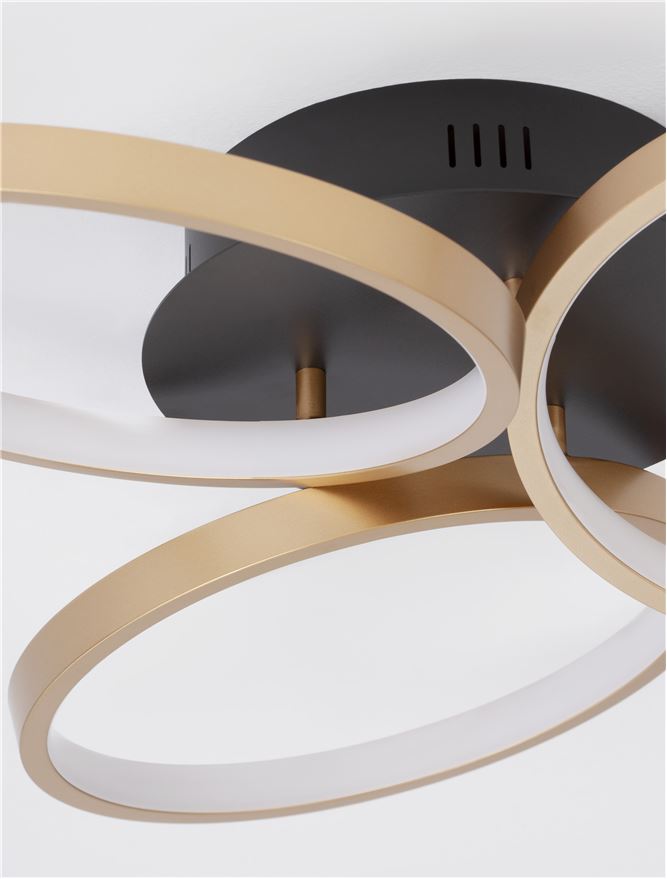 Висящо осветително тяло (пендел) ELIZE 28W LED Черен и златист месинг стомана и алуминий