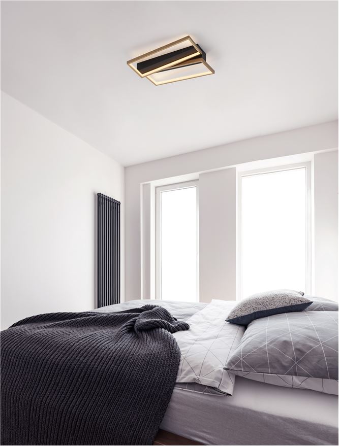 Висящо осветително тяло (пендел) ELIZE 28W LED Черен и златист месинг стомана и алуминий