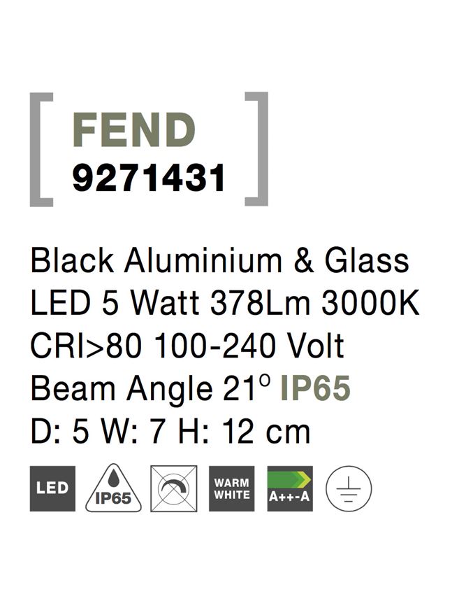 Външен аплик FEND 5W Тъмен антрацит алуминий стъкло IP65