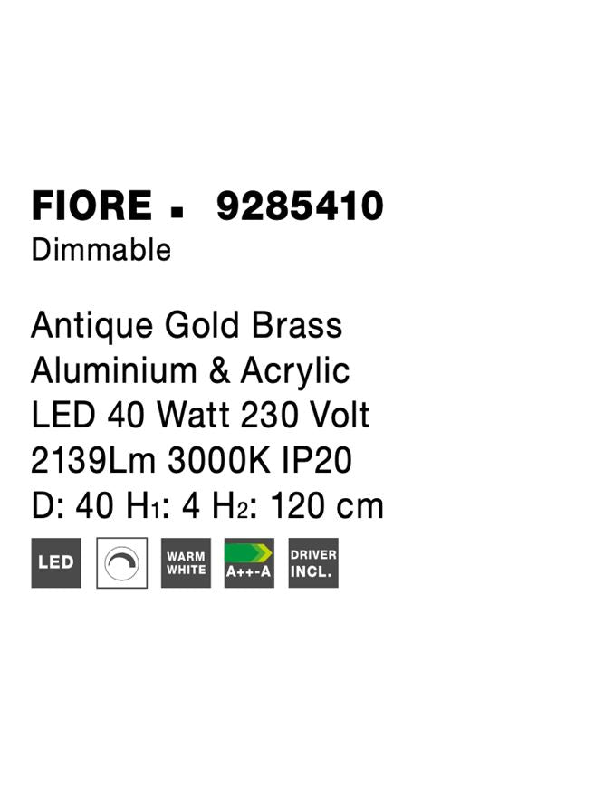 Висящо осветително тяло (пендел) FIORE 40W Античен златист месинг