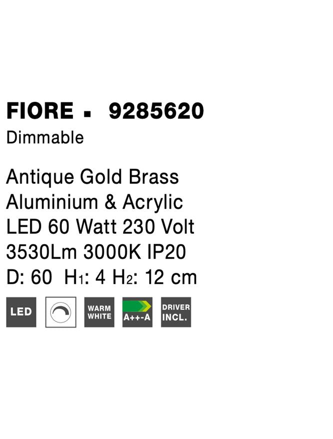Висящо осветително тяло (пендел) FIORE 59W Античен златист месинг