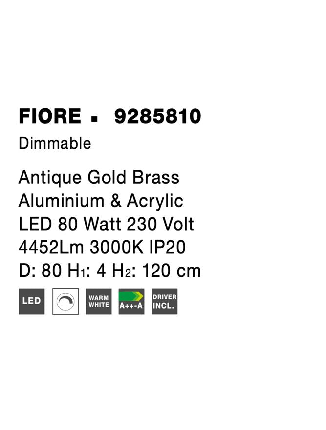 Висящо осветително тяло (пендел) FIORE 80W Античен златист месинг