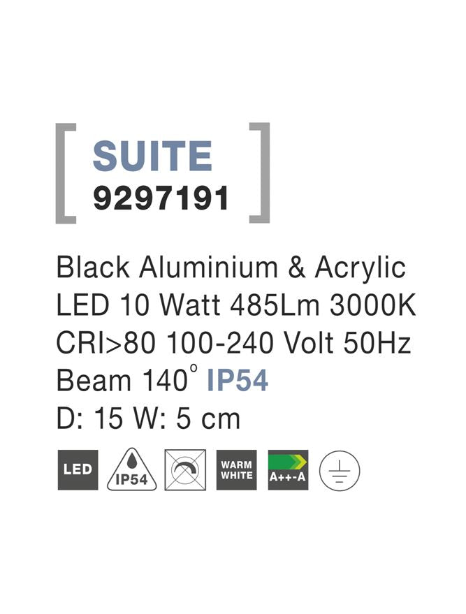 Градинска лампа SUITE 10W Тъмен антрацит алуминий и акрил IP54 ⌀15 W5см